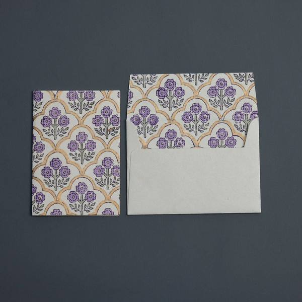 Trellis Lavender Block Printed Greeting Card