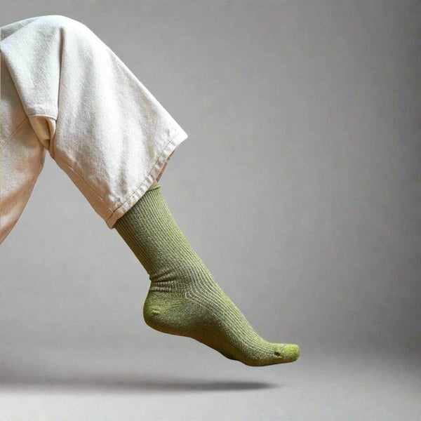 Olive Green Glitter Lyocell Lurex Socks