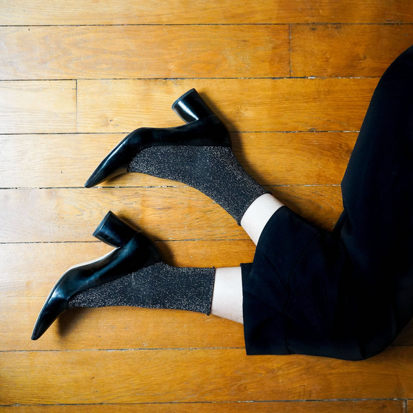 Black Glitter Lyocell Lurex Socks