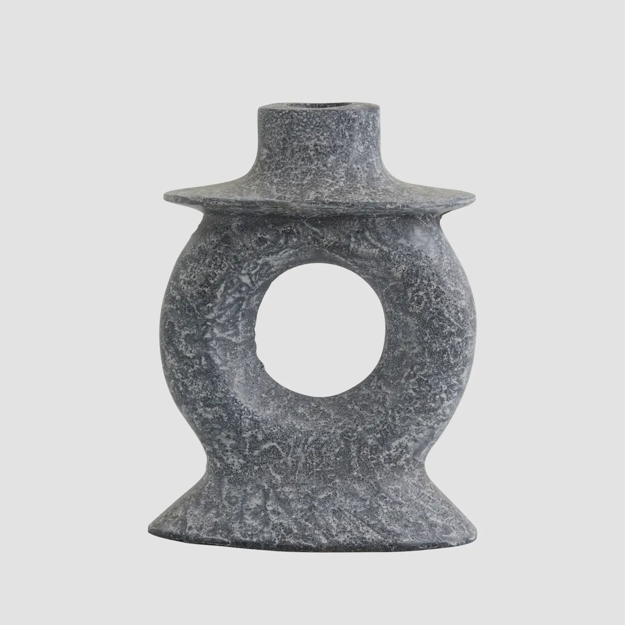 Grey Textured Candle Holder