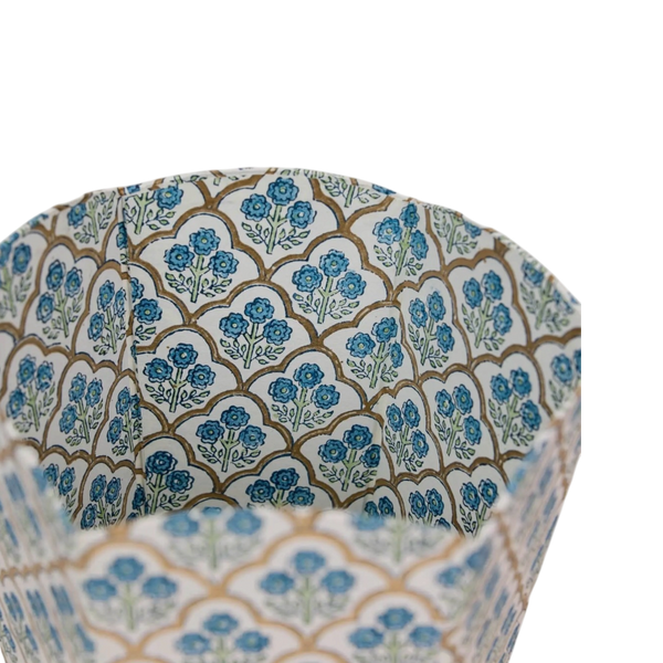 Trellis Indigo Hand Block Printed Paper Bin
