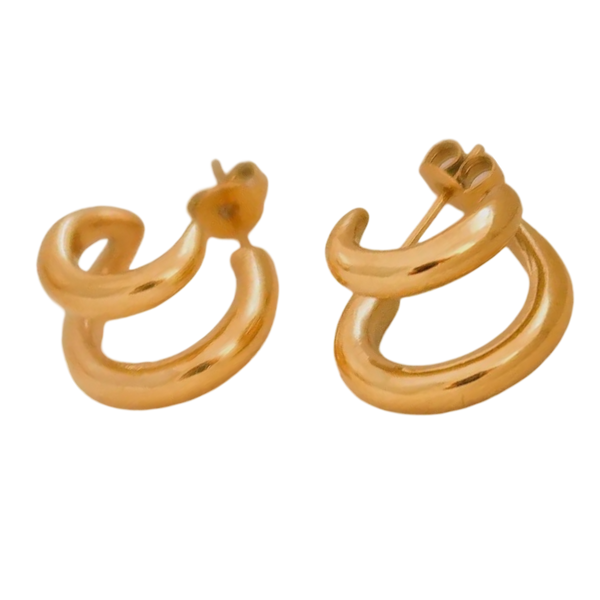 18k Gold Plated Double C Hoop Earrings
