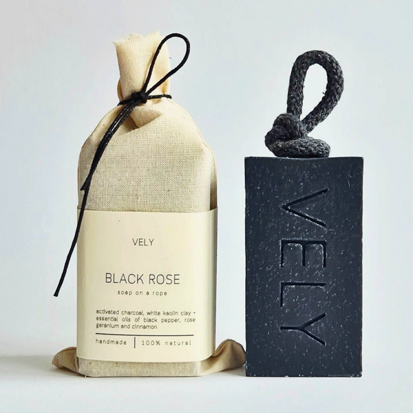 “Black Rose" Natural Handmade Soap On A Rope