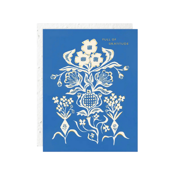 Blue Flower Bouquet Thank You Card