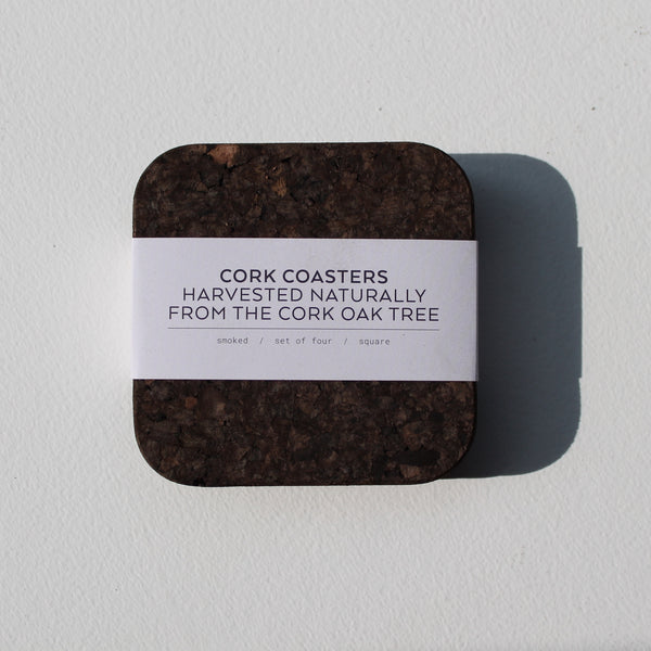 Smoked Cork Square Coaster Set