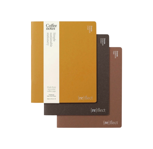 Set Of 3 Mustard & Brown Medium Notebooks