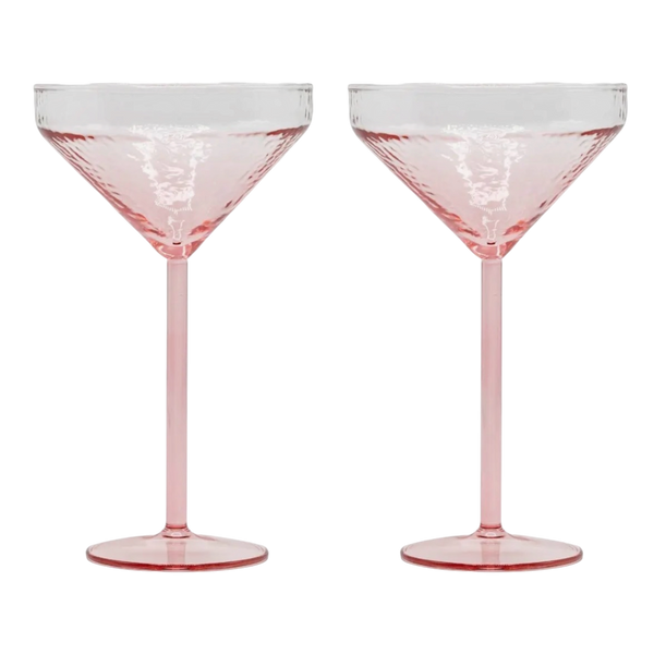 S/2 Pink Martini Cocktail Glasses