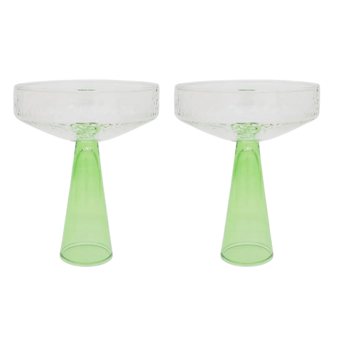 S/2 Coupe Glasses Green Base