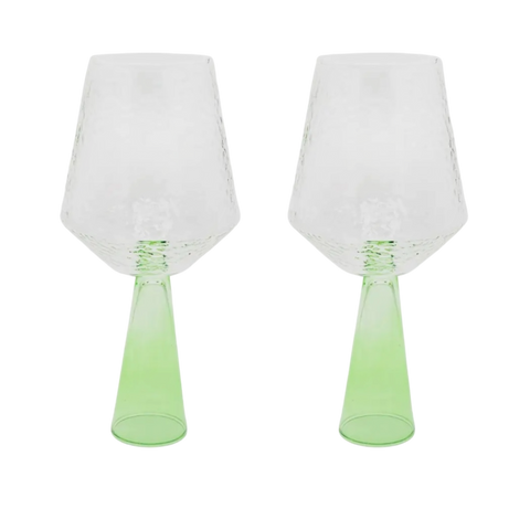 S/2 Wine Glasses Green Base