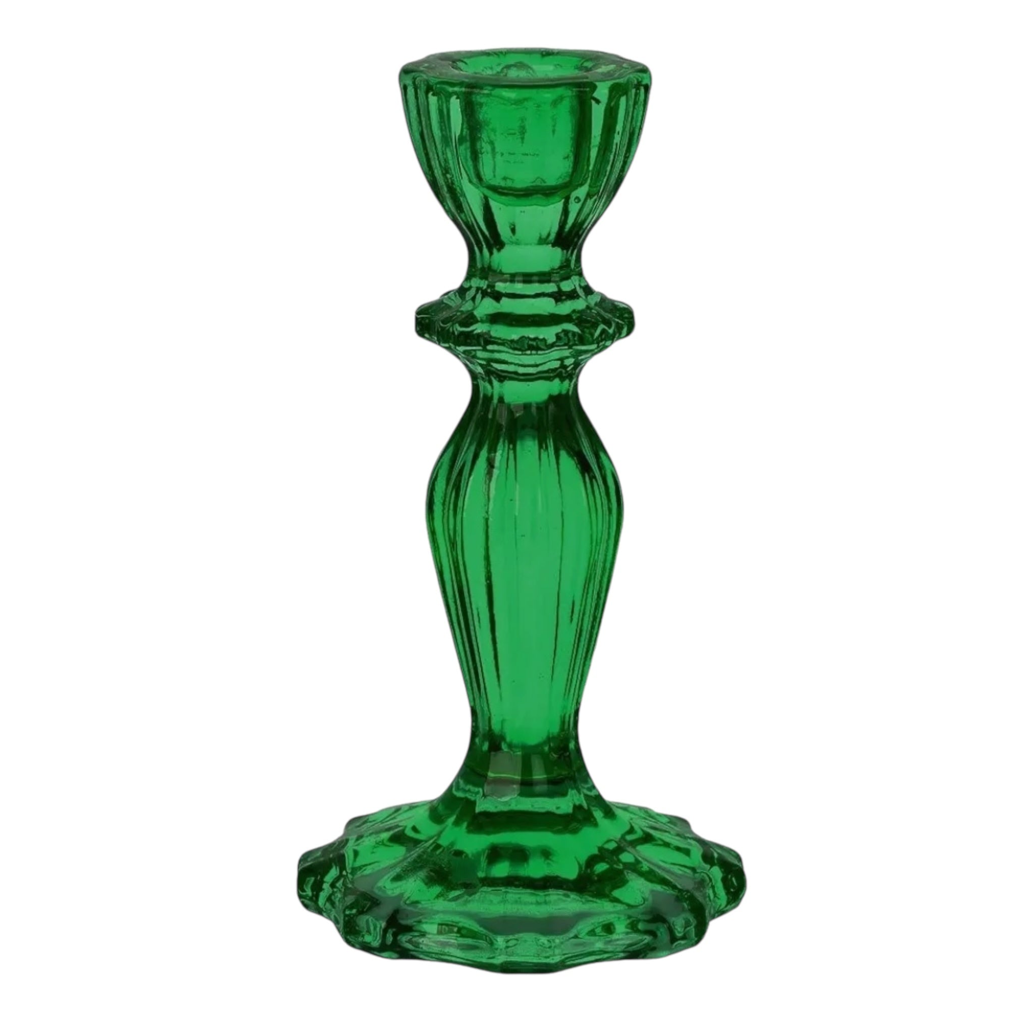 Green Glass Candle Holder