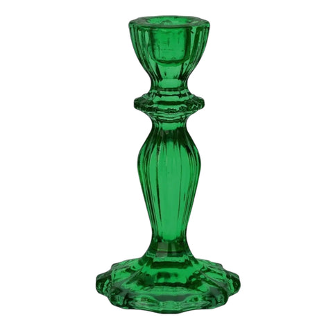 Green Glass Candle Holder