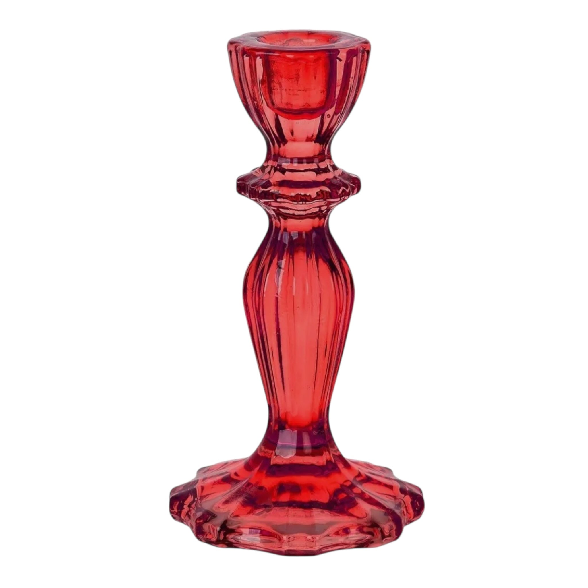 Red Glass Candle Holder
