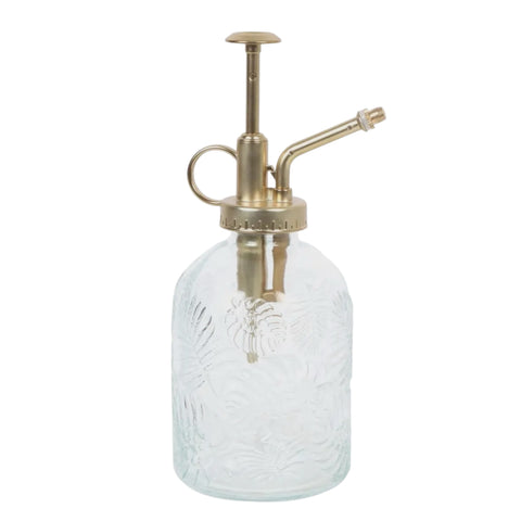 Large Leaf Print Glass Plant Mister