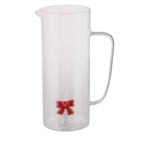 Red Bow Borosilicate Glass Jug