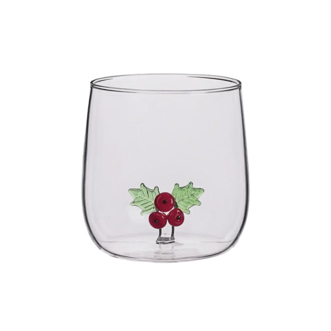 3D Holly Glass Tumbler