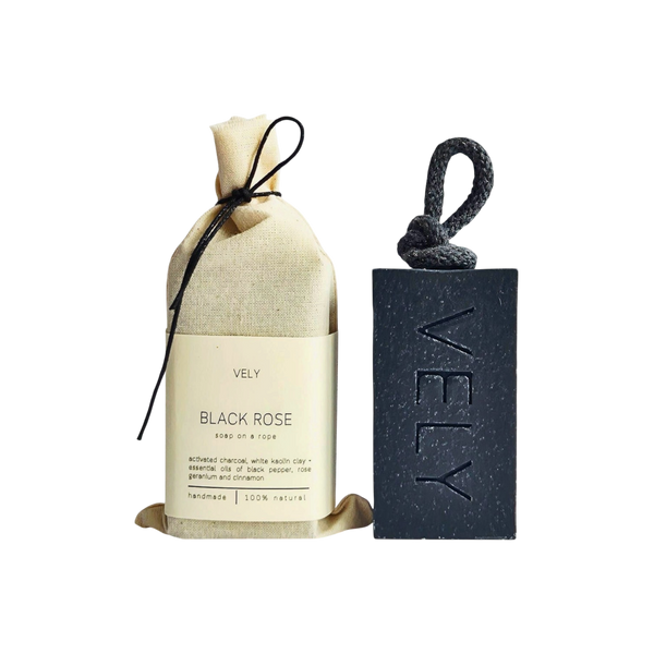 “Black Rose" Natural Handmade Soap On A Rope