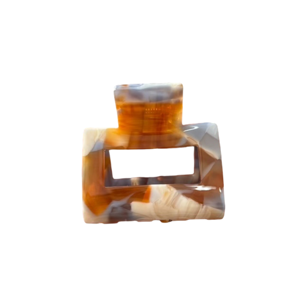 Eco Cellulose Rectangle Hair Clip - Blue Caramel
