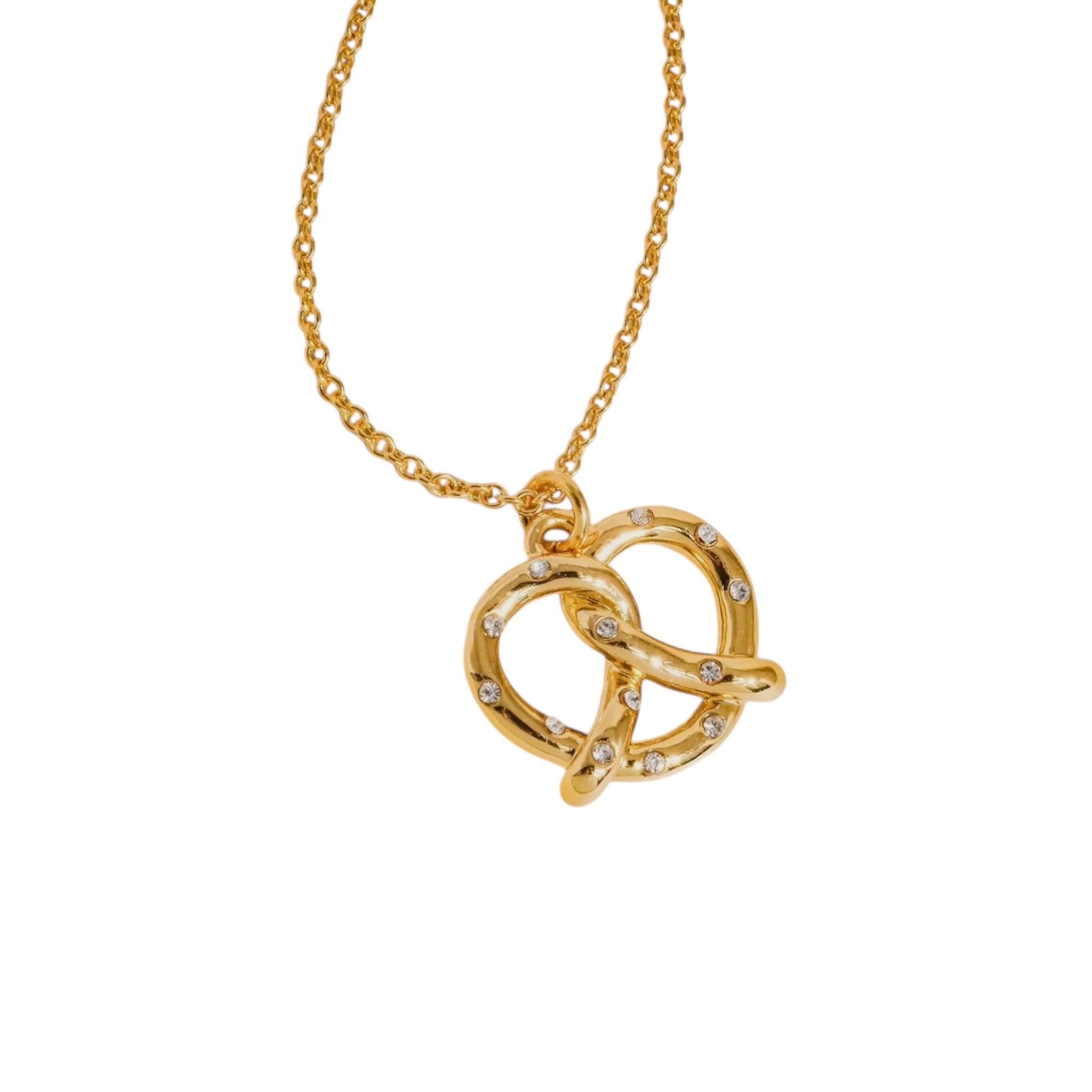 18k Gold Plated Pretzel Pendant Necklace