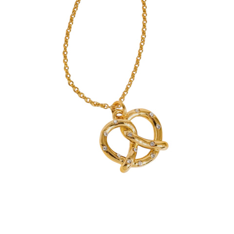 18k Gold Plated Pretzel Pendant Necklace