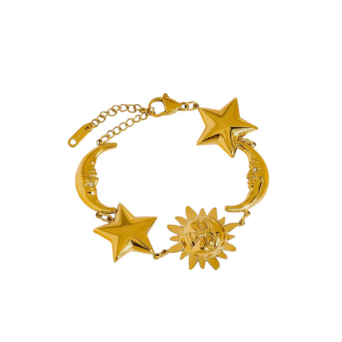 18k Gold Plated Sun & Moon Bracelet