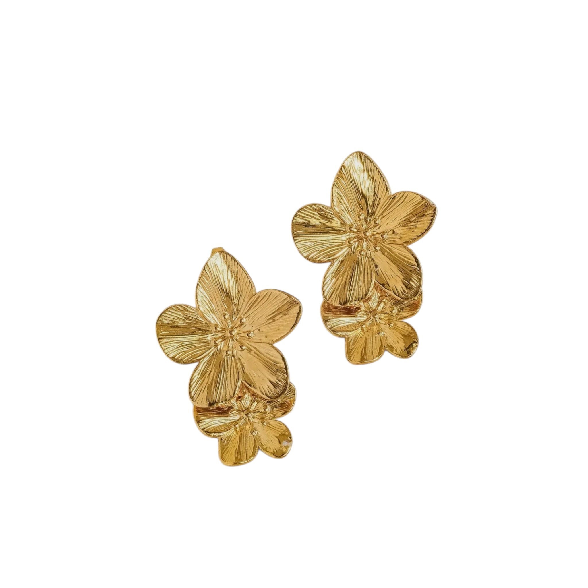 18k Gold Plated Flower Drop Earrings