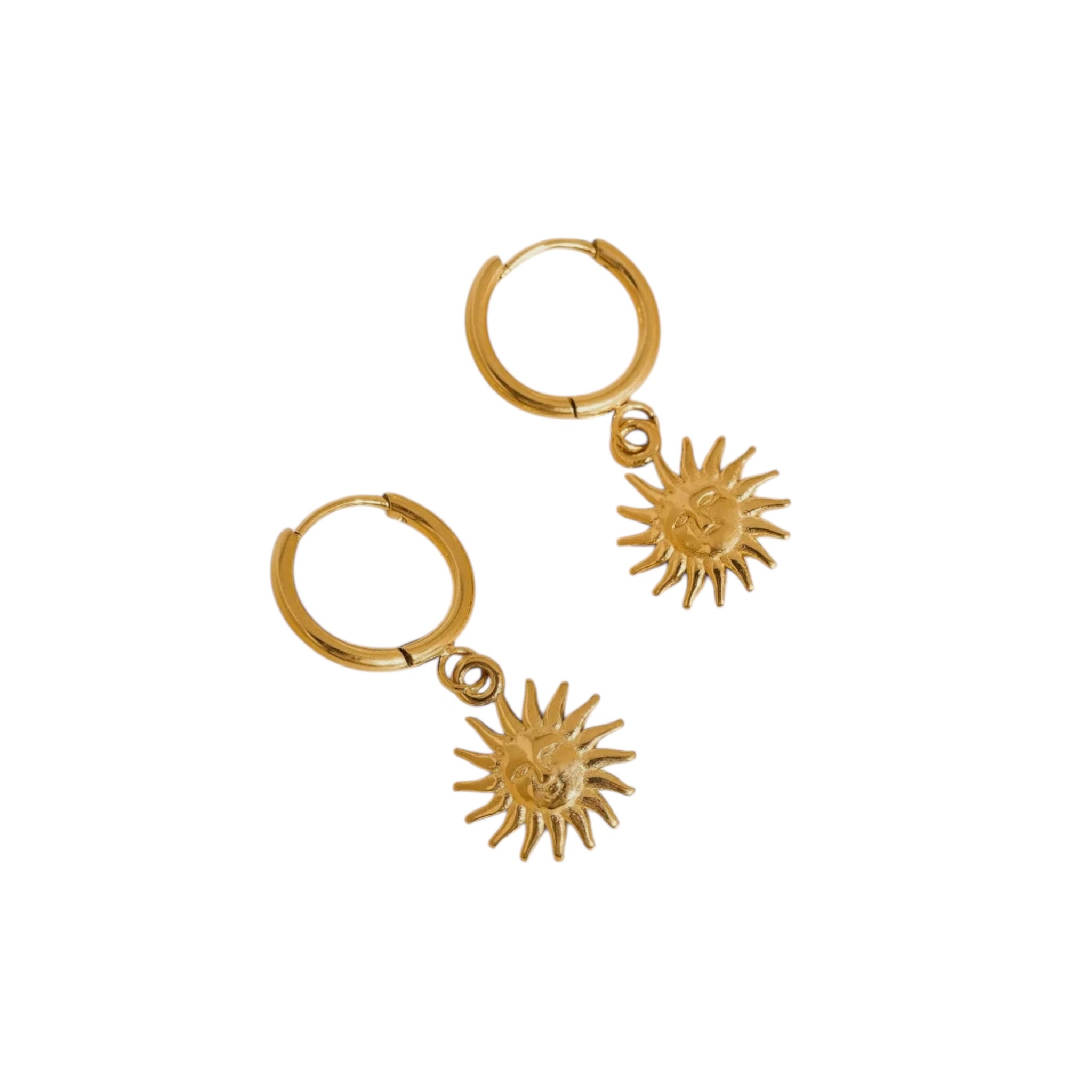 18k Gold Plated Sun Drop Hoop Earrings
