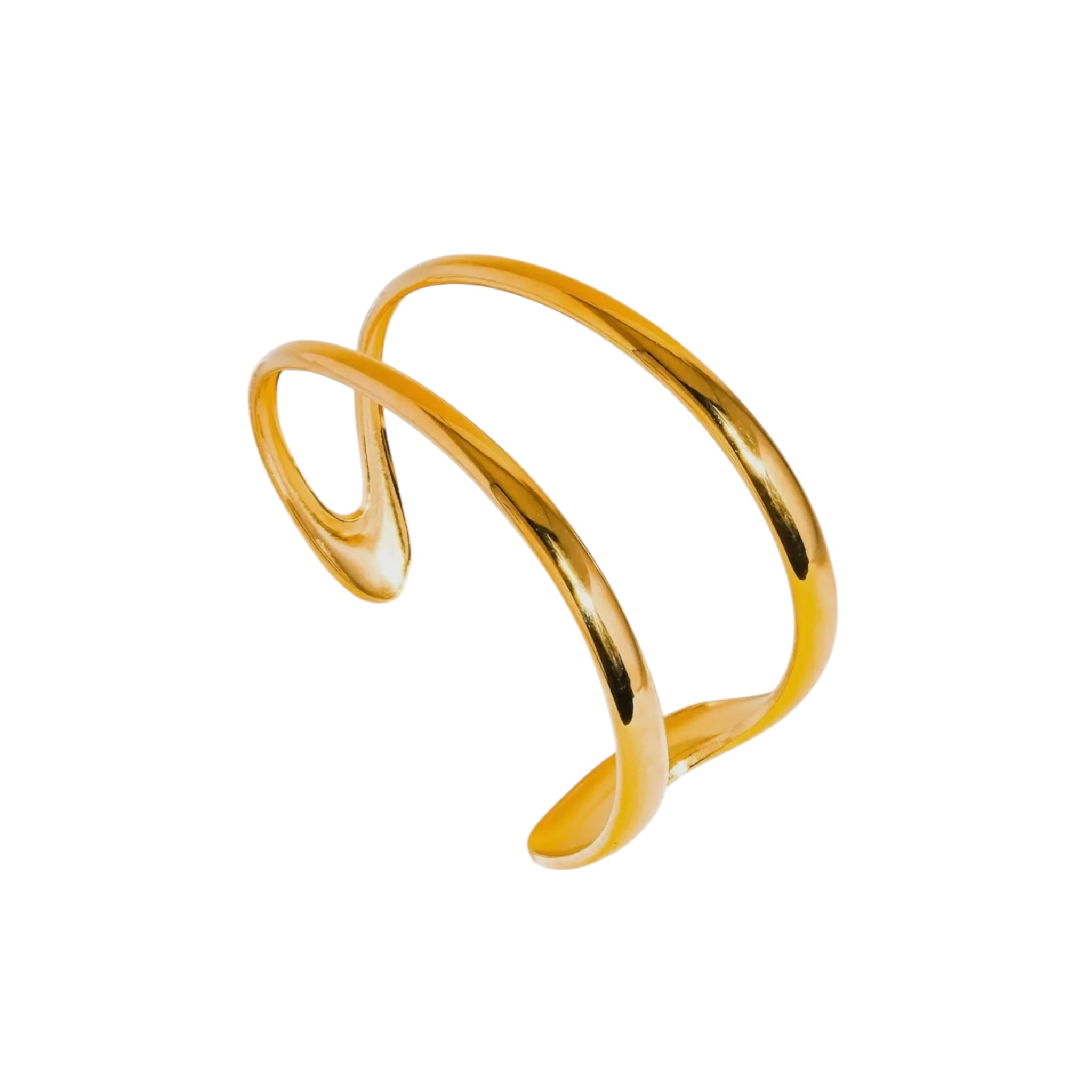 18k Gold Plated Double Row Cuff Bracelet