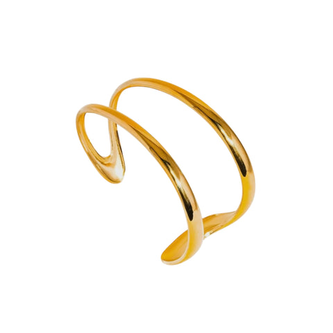 18k Gold Plated Double Row Cuff Bracelet