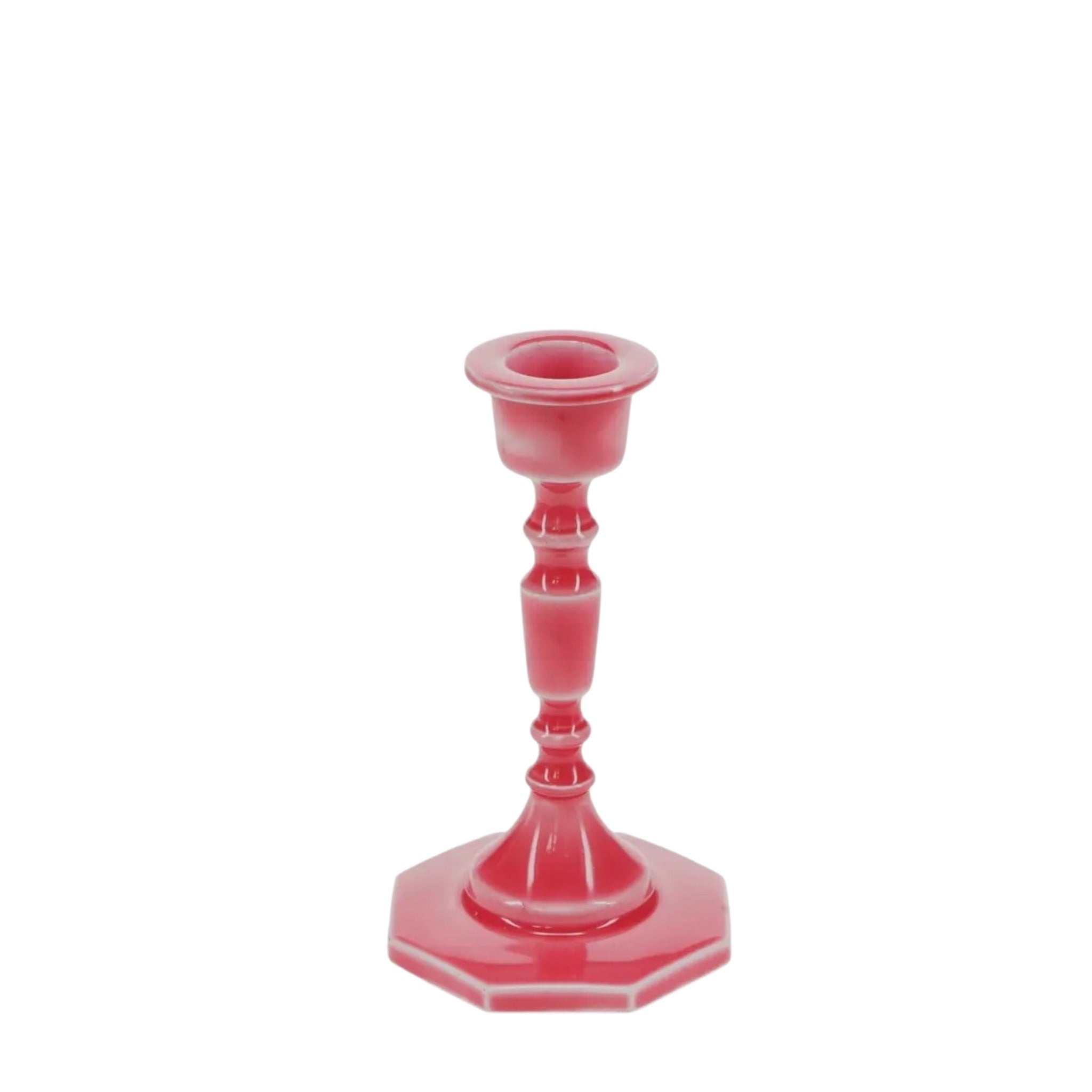 Pink Enamel Candle Stick Holder