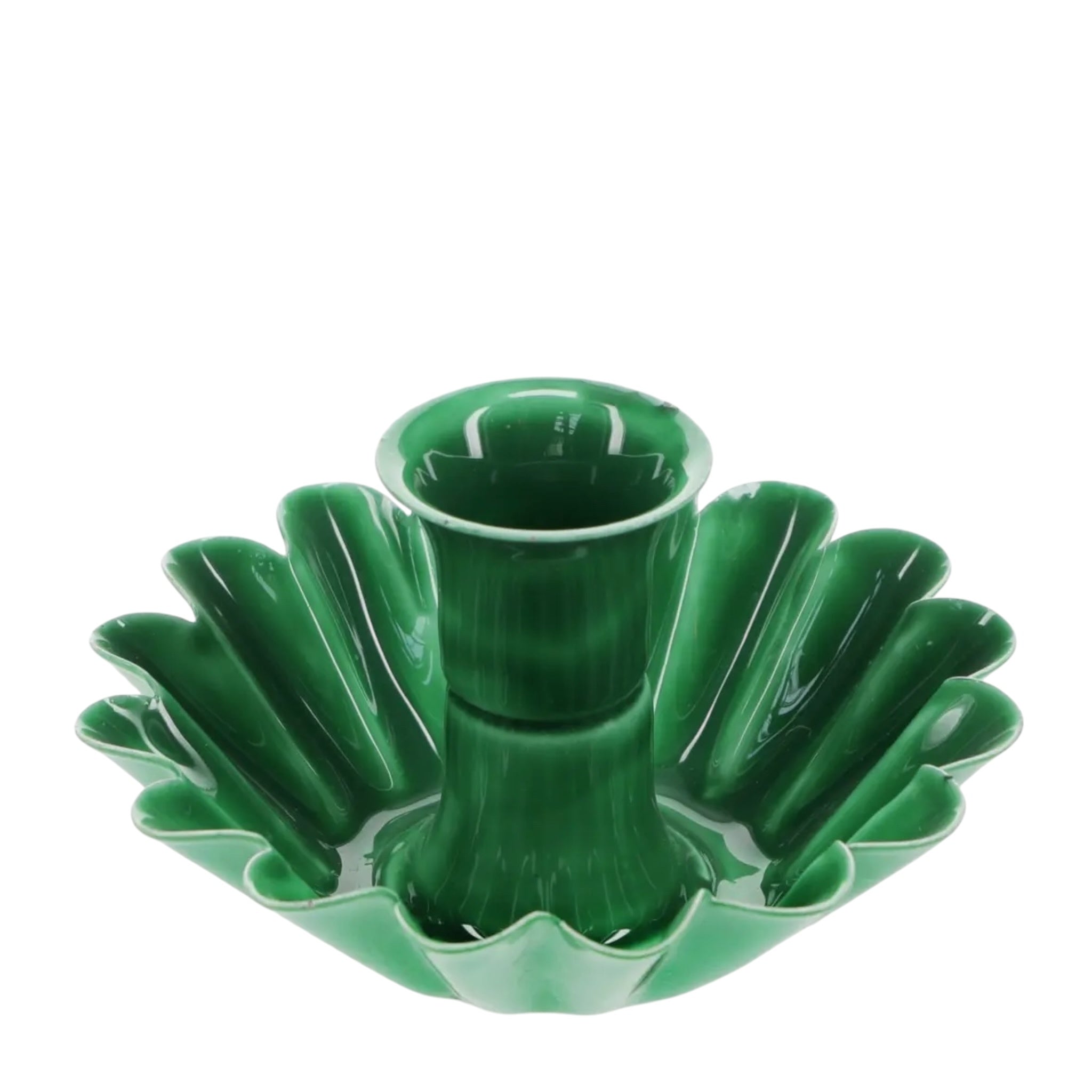 Dark Green Flower Enamel Candle Holder
