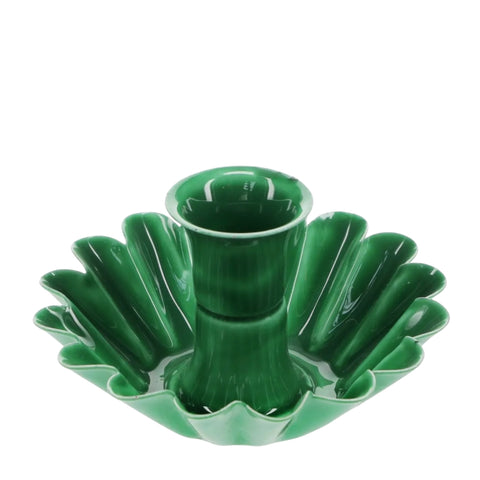 Dark Green Flower Enamel Candle Holder
