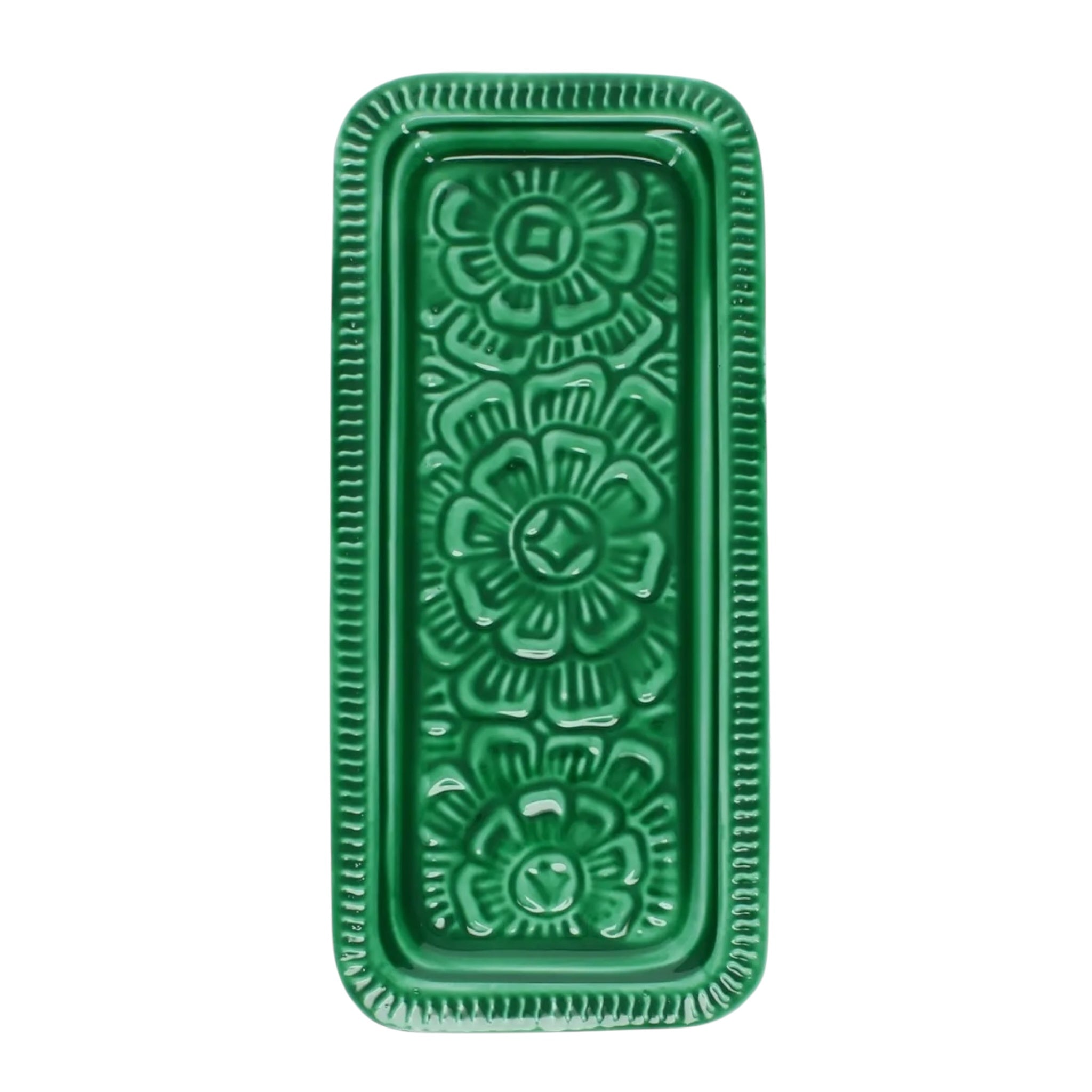 Dark Green Enamel Metal Tray