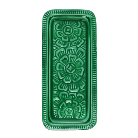 Dark Green Enamel Metal Tray