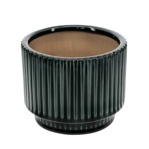 Dark Green Ridged Plant Pot