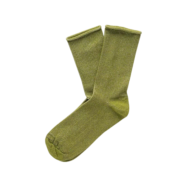 Olive Green Glitter Lyocell Lurex Socks