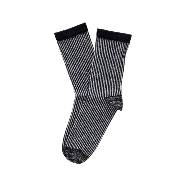 Black Stripe Glitter Lyocell Lurex Socks
