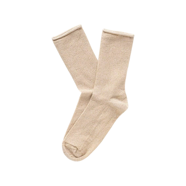 Beige Glitter Lyocell Lurex Socks