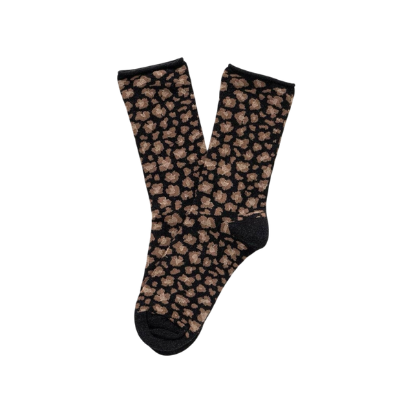 Black Leopard Glitter Lyocell Lurex Socks