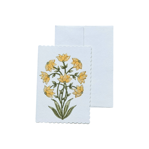 Champaca Saffron Block Printed Greeting Card