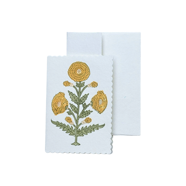 Genda Saffron Block Printed Greeting Card