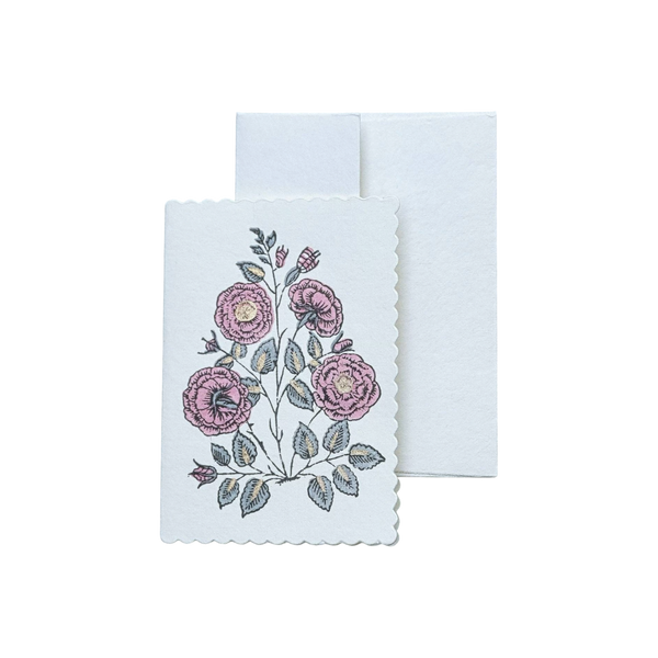 Gulab Dusty Pink Block Printed Greeting Card