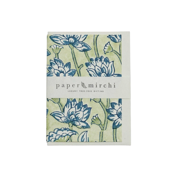 Lotus Indigo Block Printed Greeting Card