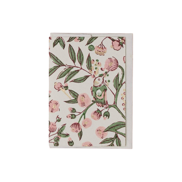 Songbird Blush Block Printed Greeting Card