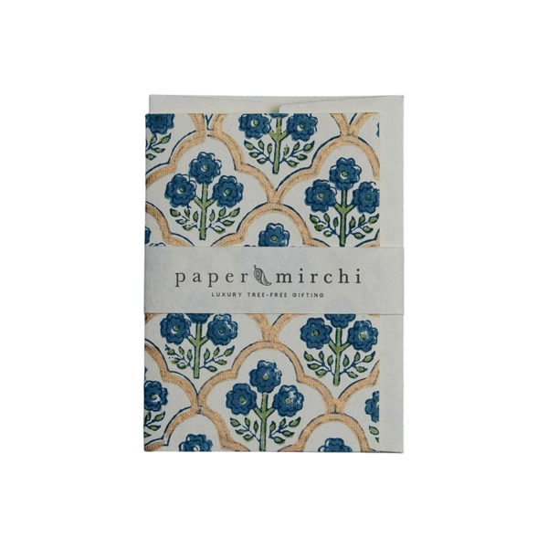 Trellis Indigo Block Printed Greeting Card