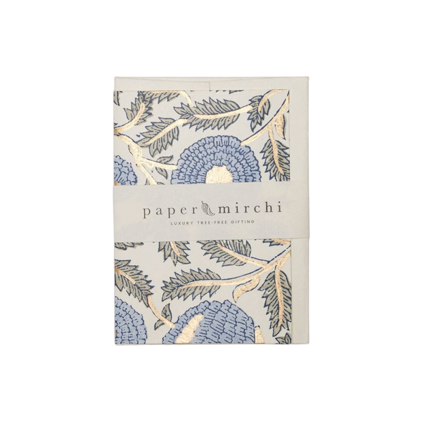 Marigold Glitz Blue Stone Block Printed Greeting Card