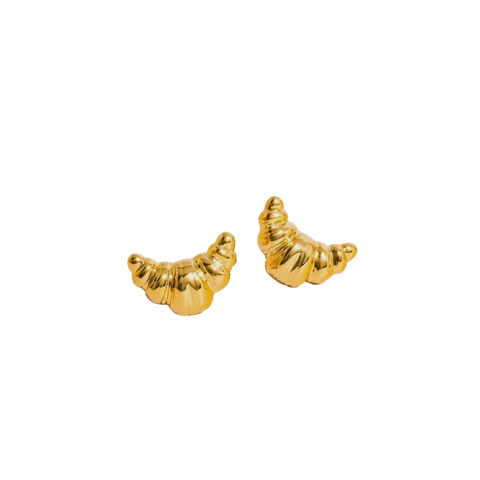 18k Gold Plated Croissant Stud Earrings
