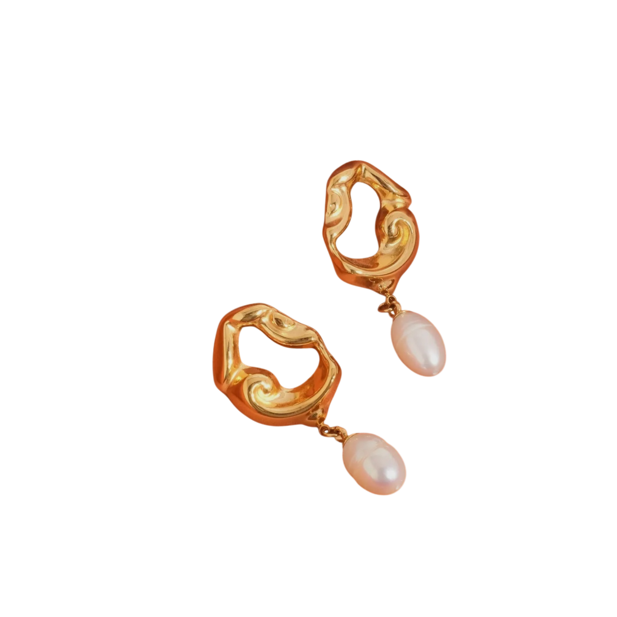 18k Gold Plated Baroque Pearl Earrings