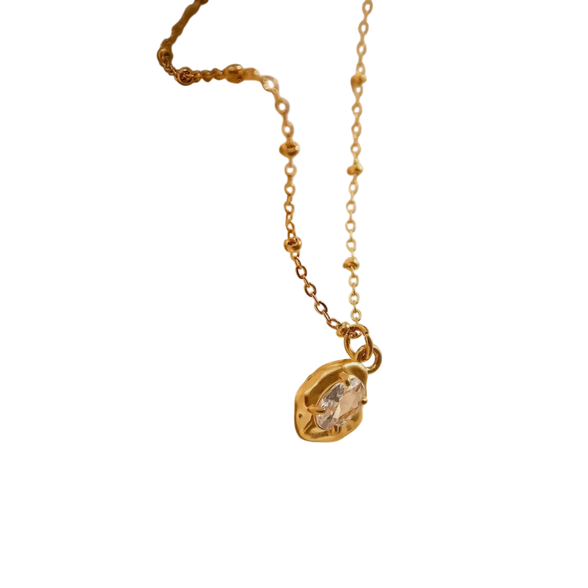 18k Gold Plated Organic Crystal Pendant Necklace