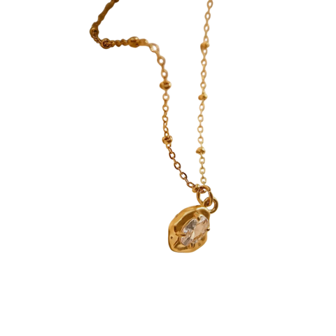 18k Gold Plated Organic Crystal Pendant Necklace