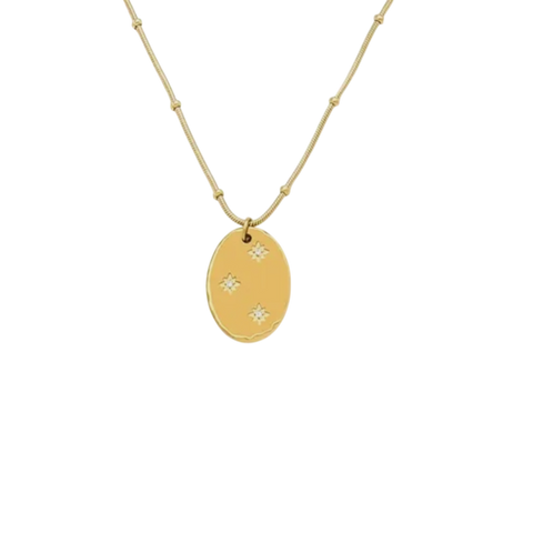 Triple Star Studded Pendant Necklace